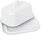 Argon Tableware 1x Bleu 18.5cm x 10cm Blanc Beurrier en émail avec Couvercle - Ancien Cuisine Réfrigérateur Fromage Récipient Plateau