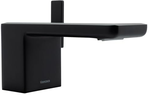 Vancoco Bathroom Sink Faucet Matte Black Bathroom Basin Faucet with Single Handle Modern Square Basin Mixer Tap for Hot and Cold