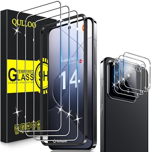 QULLOO Schutzfolie für Xiaomi 14 5G, 3 Stück Displayschutzfolie mit 3 Stück Kameraschutz [9H Härte Gehärtetes Glas ][HD Klar Schutzglas][Anti-Kratzen Folie]