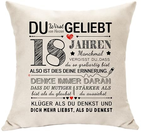 Hasodeo Inspirierende Geschenke für 18 Jahren Mädchen Jungen Drehen Achtzehn Kissenbezug Geburtstag Dekoration für 18. Nichte Neffe Enkel Enkelin Geburtstag Geschenke Erwachsenenalter Geschenke (18.)