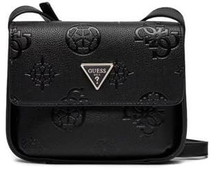 GUESS Damen Keandra Flap, Crossbody-Klappe, Schwarzes Logo