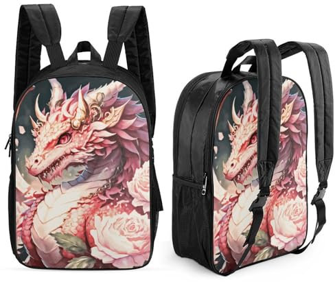 3D Printed 17inch School Bag Rose Dragon Kid's Backpack Double sided pattern Bookbag Cute Rucksacks Fashion Casual Schoolbag for Kids for Baby Girl Boy