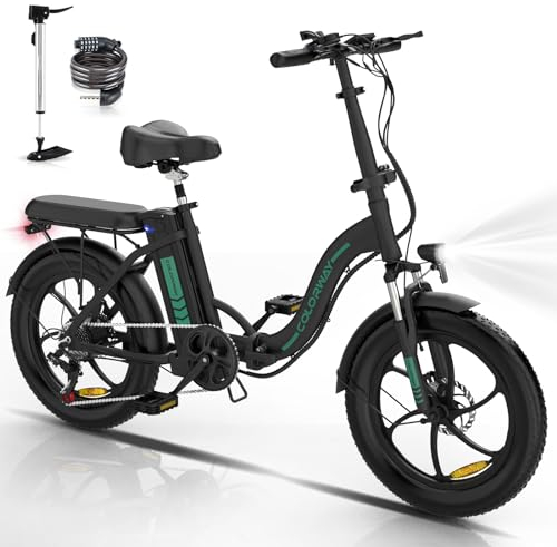 COLORWAY E Bike Elektrofahrrad E-Bike Klapprad mit 20 x 3,0 dicken Reifen, 250W Motor und 36V 12Ah Akku – leistungsstarkes elektrisches Pendlerfahrrad-Erwachsene, 2 Fahrmodi,bis zu 35–90 km