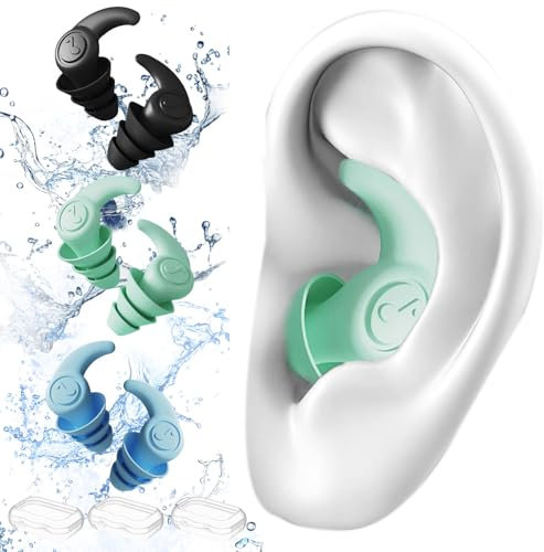 Tappi per le Orecchie da Nuoto Adulti - 3 Paia di Tappi per le Orecchie in Silicone Morbido e Impermeabile per Nuotatori, Tappi Nuoto Riutilizzabile,Perfetti per il Surf, lo Snorkeling, la Piscina