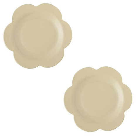 NBHDEK 8 Pouces Tournesol Mat en céramique/pâtes/Fruits/apéritif/Dessert Plats Assiettes de Vacances Assiettes de Noël-Lot de 2-Beige/Blanc