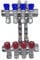 AQUA HEATING Wasserverteiler Set Verteiler Warmwasser Kaltwasser Trinkwasser Heizung Industrie Wasseranschluss Messing Vernickelt 1 Zoll 16x2 mm PEX 4 Wege Blau 4 Wege Rot