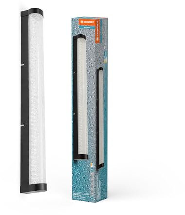 LEDVANCE ORBIS Tube LED-Spiegel-/Wandleuchte, schwarz, Glas mit Blaseneffekt, 12W, 1100lm, dimmbar, 3000/4000K via Wandschalter einstellbar, 60cm Durchmesser, IP44 Schutz vor Fremdkörpern/Spritzwasser