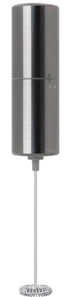 ELMWAY Electric Milk Frother – Handheld Foam Maker with Sleek Brushed Stainless Steel Shell, Compact Design, No Stand – Gunmetal (2 × AA Batteries Required)