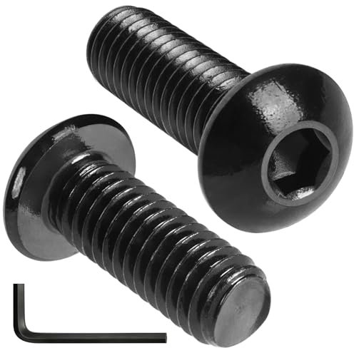 VGBUY 18 tornillos de cabeza de botón de 3/8-16 x 3/4 pulgadas, acero inoxidable 304 18-8, chapado en zinc negro, totalmente roscado, con llave hexagonal Allen