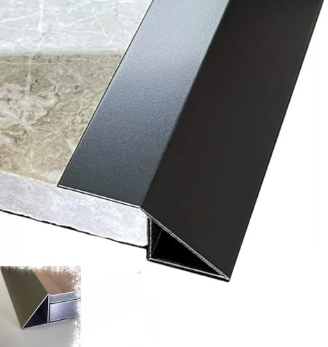 ZIUSFAC Ausgleichsprofil 100 Cm Bodenprofil Laminat Übergangsprofil Höhenausgleich 1-5 Cm SchwellenStreifen Metall Übergangsleiste Für Vinylboden Laminat Parkett Übergangsschiene(Black,High 20mm x wid