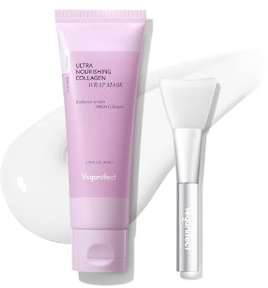 VEGANIFECT Collagen Wrapping Peel Off Facial Cream Mask with Jelly Brush, For Elasticity, Hydrating, Hydrolyzed Collagen & Peptide, Glass Skin, Korean Skincare, 2.73 Fl Oz