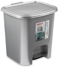 Muddy Hands 7.5 Litre Plastic Foot Pedal Bin Small Bedroom Bathroom Rubbish Recycling Waste Dustbin (Silver)