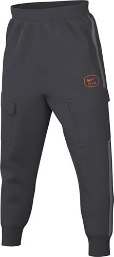 Nike Air Men's Fleece Cargo Trouser, Anthracite/Safety Orange, HM0180-061, XL