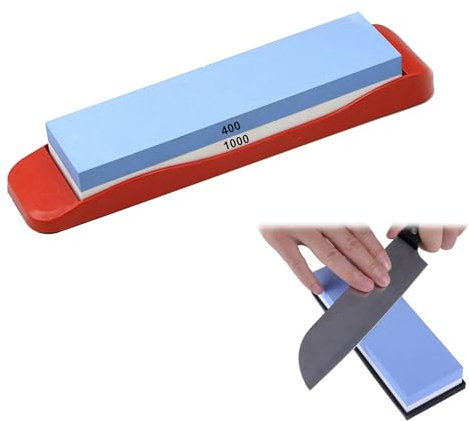 Schleifstein,Wetzstein,Abziehsteine,Messerschärfer,Messerschleifer,Körnung 400/1000 mit Rutschfester Boden für Metallklinge Schärfen Polieren