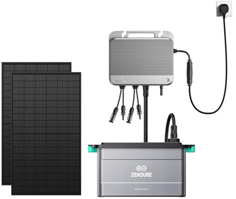 Zendure Balkonkraftwerk mit Speicher, SF800 mit 1200W Solar Eingang, 800W AC Eingang/Ausgang, Schwache Lichterzeugung, TOU, APP, AB2000L 1920Wh Kapazitäten, 450W x 2 Bifacial Solarpanels