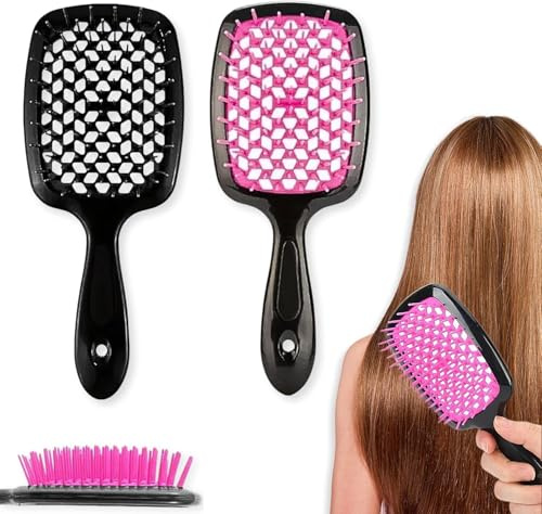 VIDSTW 2 Stück Hair Brush Ultimate Detangler Haarbürste | Detangler Bürste Anti-Tangle Entwirrbürste Hohlgitterdesign für Jungen und Mädchen Lockiges Nasses Haar Langes Haar Kurzes