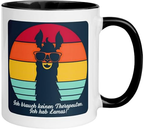 Tasse Lama | Ich brauch keinen Therapeuten - Ich hab Lamas | Lustiger Geschenk Becher für Lama Liebhaber