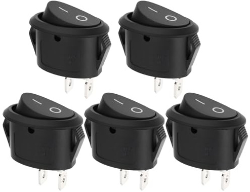 YINETTECH 5 Stücke SPST Oval Wippschalter 2Pin Kippschalter 6A/250VAC 10A/125VAC für DIY Elektronik
