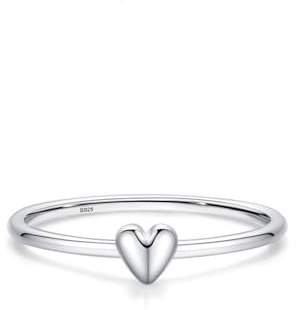 Aotiwe Verlobungsringe Damen, Ringe Frauen 925 Silber Schlichter Ring mit Herz Größe 49 (15.6)