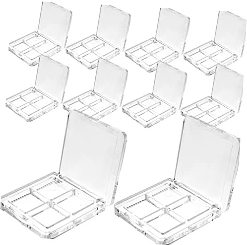 iplusmile 10 Stück-Packung Leere Lidschattenboxen mit 4 Fächern Transparent Ps Robust und Verschleißfest für Reisen und Alltag