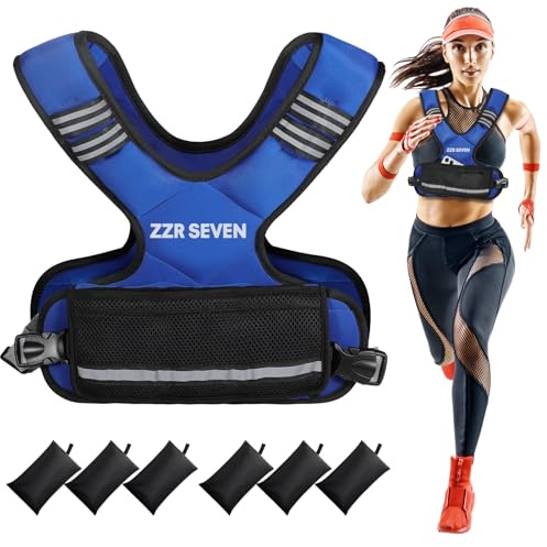 ZZR SEVEN Weighted Vest for Women and Men | 4-10lb/11-20lb Vest with 6 Iron Sand Weights for Home Workouts | Adjustable Body Weight Vest Exercise Set for Cardio and Strength Training