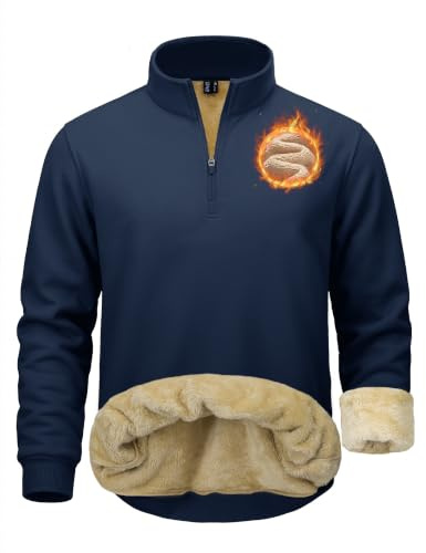 MAGCOMSEN Pullover Herren heavyweight Sweatshirt Half Zip Fleecepullover | 1/4 Zip Fleece Pullover,Weich,Warm,Quarter Zip Herren,Arbeit,Outdoor,Freizeit,Ideal für Herbst und Winter