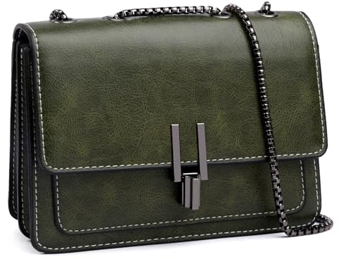 Travistar Kleine Handtasche Damen Umhängetasche Damen Klein Tasche Niedlich Schultertasche PU Leder Crossbody Bag für Mädchen Frau mit Kette Schulterriemen, Grün