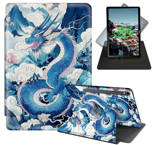 LROTFNGX Case for Samsung Galaxy Tab S10 FE / S9 / S9 FE 5G 11 inch Tablet Cases - 360 Rotating Stand & Full-Body Shockproof Drop Protection,Anime Dragon