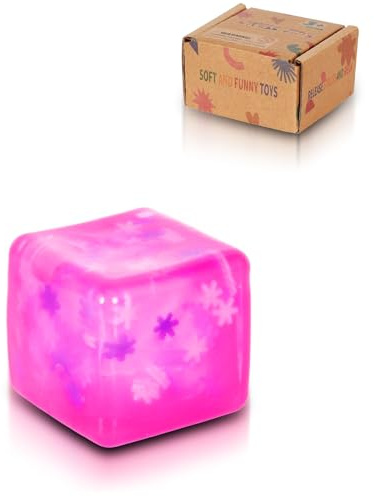 Copfeqyr 3.5cm Pink Snowflake Squishy Cube Slow Rising Fidget Toy | Soft TPR, Floating Snowflakes, squeeze toy, calm hands, stress relief, focus support, home, class, travel, kids and adults