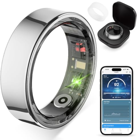COLMI R09 Smart Ring Hauttemperatur Heart Rate & Schlaf-Tracker（Silber，9） | Smart Ringe für damen und Männer,Gesundheits- und Fitness-Tracking，5ATM wasserdicht，No subscription fee，for Android and iOS