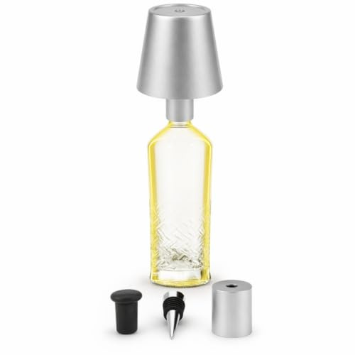 AddLiving LED Flaschenlampe | Akku-Lampe mit Touch-Funktion | Nachttischlampe dimmbar | Lampenschirm | 3 Lichtfarben | 56 LEDs | Wetterfest IP44 | Bottle Light | Inkl. 3 Flaschenaufsätze