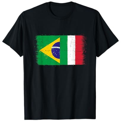Bandiera Brasile Italia Orgoglio Tifoso Brasiliano Italiano Maglietta