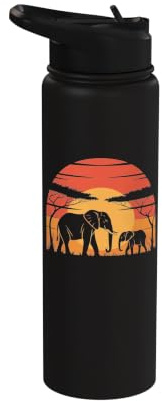 Elephant Retro Style Elephant Vintage Men Women Kids Stainless Steel Insulated Water Bottle