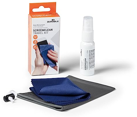 Durable Screenclean Reise-Reinigungsset für Tablets, Smartphones, E-Reader etc., Beutel mit 1 Mikrofasertuch + 25 ml Reinigungsflüssigkeit, 584400