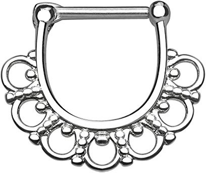 Piercingfaktor Universal Piercing Scharnier Clicker Ring Tribal Fächer Kreis Septum für Tragus Helix Ohr Nase Lippe Brust Intim Nippel Augenbrauen aus Chirurgenstahl 1,6mm Silber