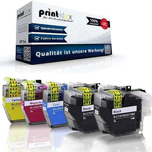 5X Print-Klex Tintenpatronen kompatibel für Brother MFC J 5330 DW MFC J 5330 DW XL MFC J 5335 DW MFC J 5730 DW LC-3219 LC3219 LC 3219 Black Cyan Magenta Yellow - Office Plus Serie