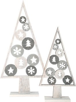 small foot company Alberi Decorativi Natalizi, Set da 2 Pezzi, Stile Shabby Chic, in Legno