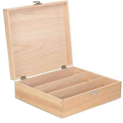 Red Hamper Three Bottle Clear Varnish Wooden Box, Wood, Brown, 10.5 x 31 x 35 cm