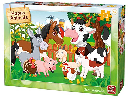 King Puzzle Happy Animals 12 Pc- Farm Animals