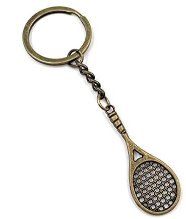 Onwomania - Tennis Schläger mit Ball Schlüsselanhänger - Metall Glücksbringer ideal als Geschenk z.B. für den besten Freund, die beste Freundin, Mama - Für Männer, Frauen & Kinder