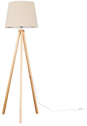 MiniSun | Modern Light Wood Tripod Design Floor Lamp with a Beige Tapered Shade | Floor Lamps & Torchieres, Home Décor, Improvement & Lifestyle Essential