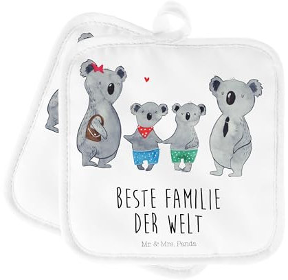 Mr. & Mrs. Panda 2er Set Topflappen Koala Familie Zwei - Geschenk, Topflappenset, Bruder, Familienleben, Beste Familie, Oma, Muttertag, Topflappen