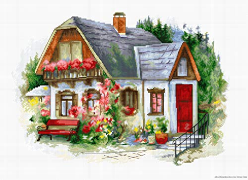 Luca-S BU4005 Beautiful Country House Cross Stitch Kit Cotton, Multicoloured, 34 x 24 cm