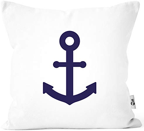 MoonWorks® Kissenbezug Anker Aufdruck maritimes Motiv Geschenk für Nordlichter Kissenhülle Dekokissen weiß Unisize