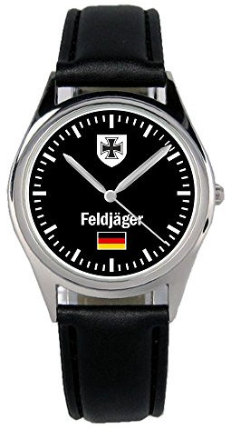 KIESENBERG Armbanduhr Bundeswehr Feldjäger Geschenk Artikel Idee Fan Damen Herren Unisex Analog Quartz Lederarmband Uhr 36mm Durchmesser B-1022