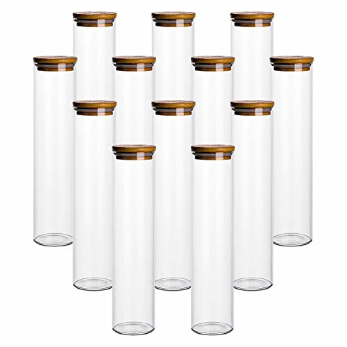 gouveo 12er Set Glasbehälter 750 ml rund aus Borosilikatglas mit Deckel - Vorratsgläser 0,75 l mit Deckel - Aufbewahrungsgläser, Glasdosen, Vorratsdose, Spaghettiglas