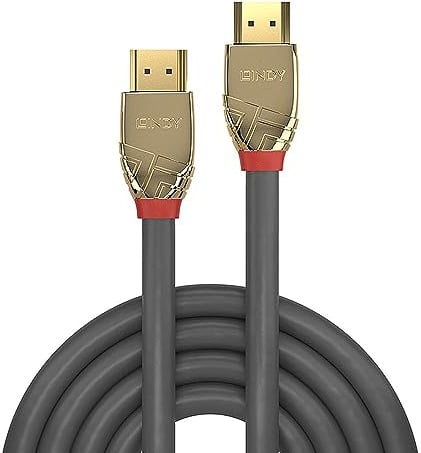 Lindy - Cavo HDMI 2.1 Gold Line 5 Metri, Cavetto High Speed 10k@120Hz 48G 3D 1080p HDCP 2.3 144Hz HDR Certificato ARC, CEC, ATC | Compatibile con TV, Monitor, Xbox, PS5, Blu-ray, Soundbar con Ethernet