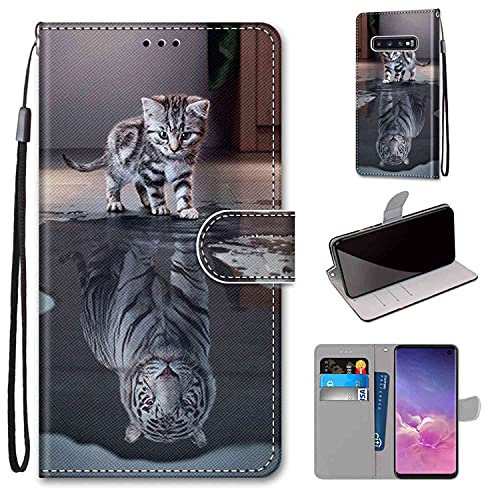 TOMYOU Hülle für Samsung Galaxy S10, Stoßfestes Flip-Holster, Premium Leder PU Handyhülle, Flip Case Wallet mit [Magnetic Closure] für Samsung Galaxy S10