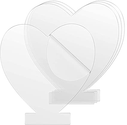 CINY 4 Pcs Heart-shaped Acrylic Sheets (2mm) with Protective Paper, LED Light Bases Sign, Transparent Acrylic Board for DIY Display Craft