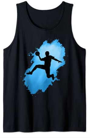Cooler springender Handball Spieler mit Harz Ball Tank Top